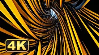 Abstract Caramel Wire Tunnel Travelling. 4K Screensaver! Calming Music. Relaxing Video