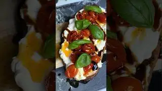 Garlic confit sourdough toast with roasted tomato and burrata #food #toast #shorts #cooking #recipe