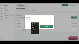 Order settings, Item sizes
