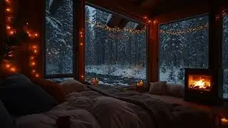 Cozy Winter Cabin Jazz ❄️ Warm Fireplace Ambience & Smooth Jazz Music for Relaxing Nights