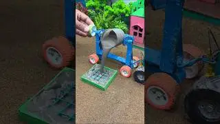 Mini Cement Mixer with DIY Tractor 🚜😲 | Mini Construction Satisfying Video #shorts