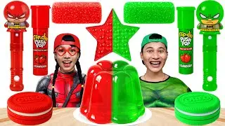 Tantangan Makanan Merah Vs Hijau | ASMR Mukbang Deadpool Melawan Hulk Hijau