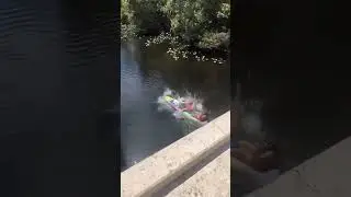 Jumping off a bridge STRAIGHT onto a kayak! 🤯🔥 #epic #funny #jump #kayak #viral