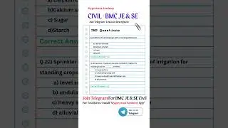 BMC JE SE Civil - IMP Questions for Civil | Join Telegram for Updates  | Part - 11 | @mygovtrack