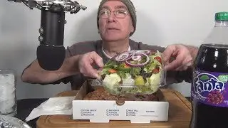 ASMR Eating Anchovy Pizza Garden Salad Carrot Cake Grape Fanta Whispering