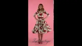 TopVintage - Eternity 50s White Swing Dress Red Roses