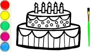 How to Draw New Year Cake for Kids | Cake and Candles | Happy New Cake Drawing