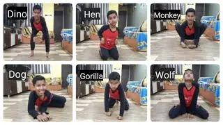 Animal sounds and (funny) act done by kid | Gorilla acting