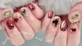 解説あり】🍫上品さと甘さを持つネイル✨/バレンタイン/Asmr/cando/キャンドゥ/Nails/ハートネイル/短めネイル/ショートネイル