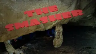 Hunter squeezing under the smasher