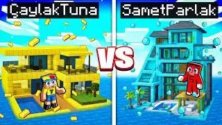 DIAMOND vs GOLD WATER HOUSE BUILDING BATTLE!! - Minecraft