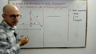 La altura a la hipotenusa es media proporcional entre los segmentos que determina sobre ella.