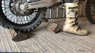 Having fun with a partially deflated MX tire rolling over logs - part 1