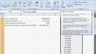 Single Variable Sensitivity Analysis with Data Tables in MS Excel in Hindi