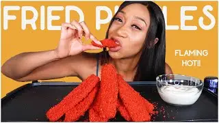 Острые жареные соленые огурцы с сыром Cheetos и соусом ранч-мукбанг