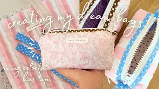 experimenting with a new bag pattern✨✂️🧵 using colorful bias tape to create a new line of products