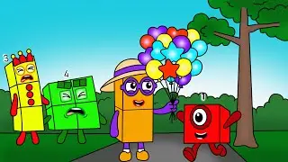 NB 2 Takes NB 3 And NB 4 Balloons And Gives ToNB 1 - Numberblocks Fanmade Coloring Story