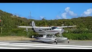 RARE Cessna grand caravan 208 seaplane landing & takeoff from St. Barts (before hurricane irma)