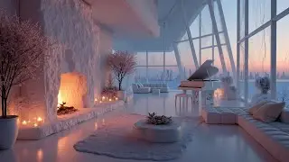 Cozy Winter Piano Music for Relaxing Snowfall Ambience | Fireplace Chill