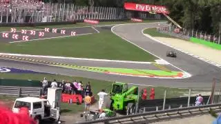 Romain Grosjean Locking Up Monza 2013 F1 Qualifying First Corner Chicane