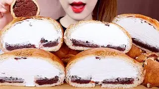 ASMR CREAM RED BEAN READS, RED BEAN PIE MUKBANG 베비에르 크림단팥빵, 마왕파이 먹방 eating sounds