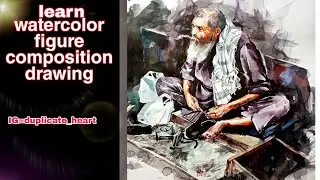 watercolor figure tutorial for BFA exam composition drawing//