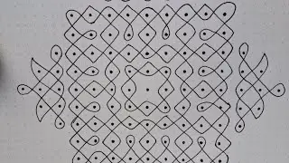 9*9 dots 5*1 dots all 4 sides Rangoli for begging step by step 