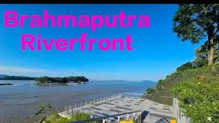 Brahmaputra River front park Guwahati Assam There are concrete seating areas and the river fronts