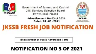 jkssb fresh job recruitment 503 posts notification no 3 of 2021
