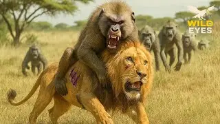 Wild Savannah Unleashed: Baboon Troops vs Lions of the Grasslands