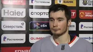 Артемий Князев после 2-го периода матча с ХК «Северсталь». 51-й тур КХЛ-25/26