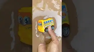 Cleaning a small yellow bus ASMR Sastisfying Mud