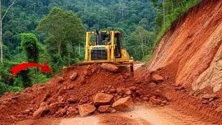 Bulldozer Clears Landslide to Reopen a Closed Forest Road