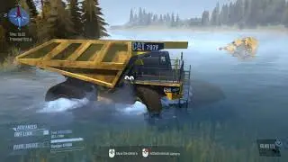 Spintires || MudRunner CATERPILLAR || Pulls A Big Dump Truck Out Of The Lake|| milpurva cr