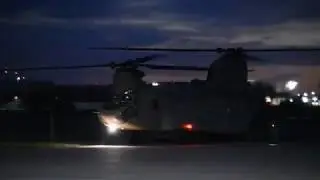 CH-47F Chinook start up/take off from Max Westheimer airport (Nornman,OK) night flight