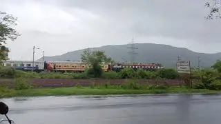 Koyna Exprees With Wag7 Tiger Face Loco Crossing Takari Station