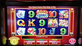 Dollar Action slot machine max bet and hitting the free games feature on $25 bet