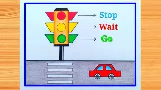 How to Draw Traffic Light  Easy / Traffic Signal Drawing /Road Safety Drawing /Traffic Light Drawing