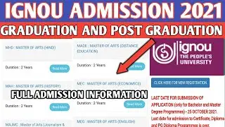 IGNOU - UG And PG Admission 2021 Last date Extended || Indira Gandhi National Open University