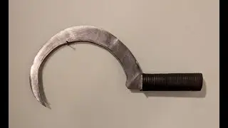 making A sickle from a saw blade.