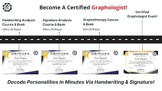Graphology Handwriting, Signature Analysis Certification Kit: 3 Courses + 3 E-Books + 4 Certificates