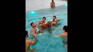 Jon Jones thrown around the pool by Russians #shorts #jonjones #ufc