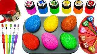 Satisfying Video DIY How To Make Rainbow Sugar Hearts on a Stick & Sonic Paint & Glitter Eggs ASMR