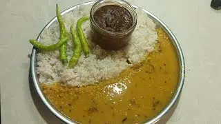 Eating Dal Rice With Spicy 🔥 Chicken Grevy And Green Chilli Tasty 😋 Eating Show Deka Simple