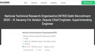 National Technical Research Organisation Delhi Recruitment 2020 | 14 Vacancy | NTRO | Delhi Jobs