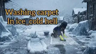 Washing Carpets in Freezing Cold ❄️ : Survival Washing Carpets in Freezing Cold