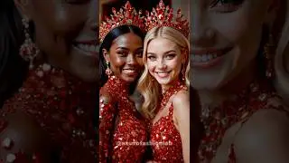 ❤️LUXURY CRYSTAL DRESSES | Black & Blonde Supermodels in Red Crystal Gowns