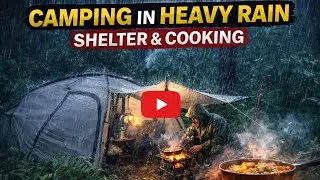 Building a Survival Shelter in Deep Forest | Heavy🇺🇸 Rain Camping & Cooking Alone
