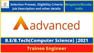 ADVANCED is hiring B.E/B.Tech (CSE) Graduates| Batch - 2021| Off-Campus Jobs| SOP Academy