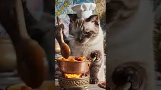 chef meow  cat 😺 cooking 🍖 meat  #vdvd-b1 #youtubeshorts #cat #funny